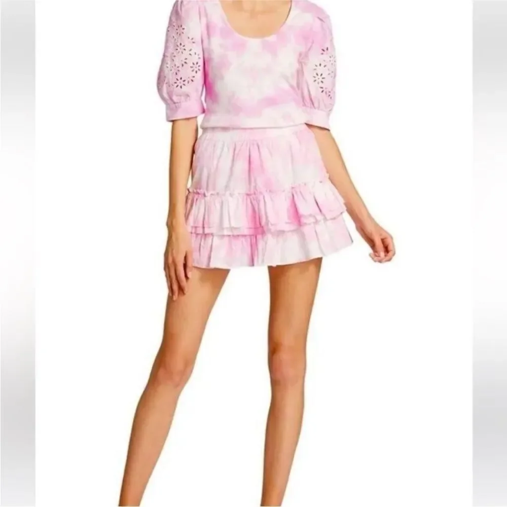 Generation Love Pink Tie-Dye Ruffle Mini Skirt, XS